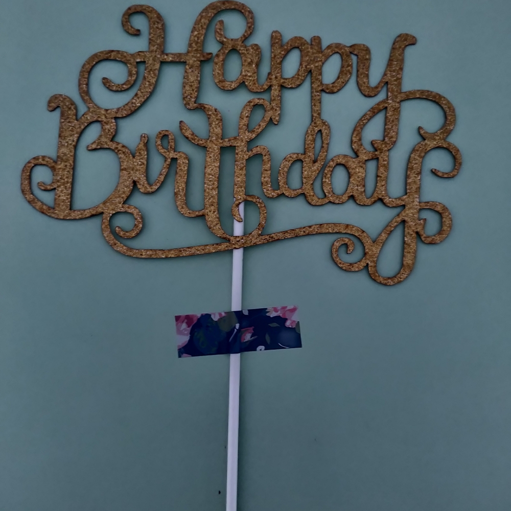 Elegant Gold 'Happy Birthday' Cake Topper